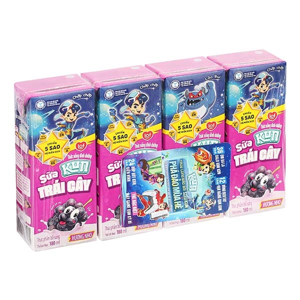 Lốc 4 hộp sữa trái cây LiF Kun hương nho