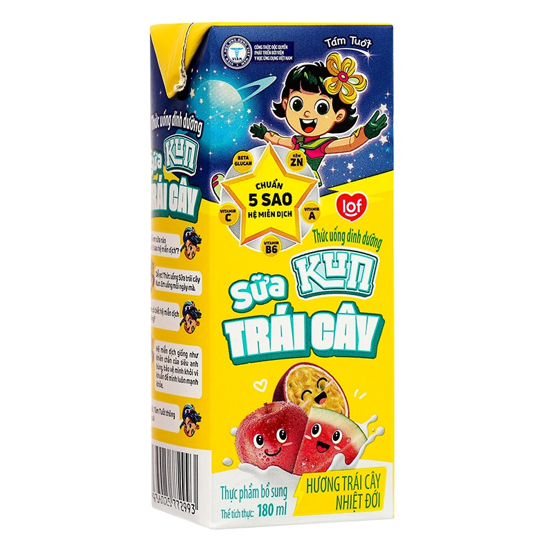 Lốc 4 hộp sữa trái cây LiF Kun hương trái cây nhiệt đới 180 ml (từ 2 tuổi) 5