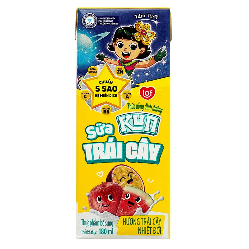 Lốc 4 hộp sữa trái cây LiF Kun hương trái cây nhiệt đới 180 ml (từ 2 tuổi) 6