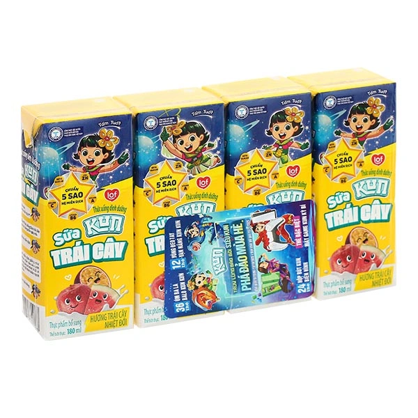 Lốc 4 hộp sữa trái cây LiF Kun hương trái cây nhiệt đới