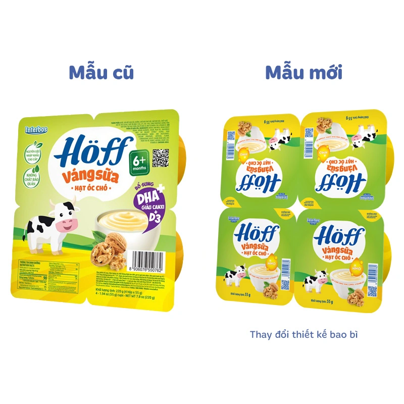 Lốc 4 hũ váng sữa Hoff vị sữa non 55g (từ 6 tháng) - Giao bao bì ngẫu nhiên 5