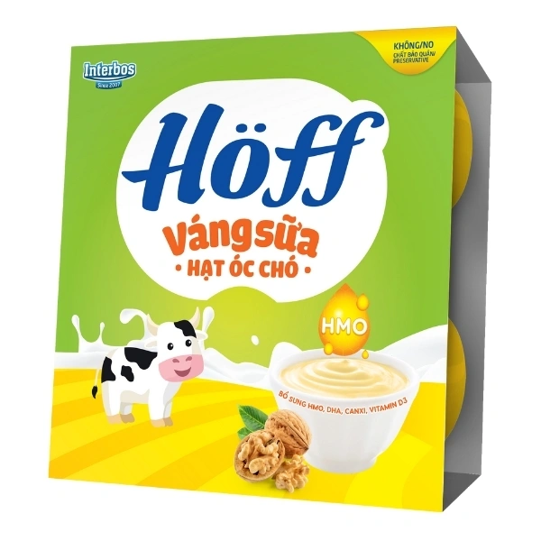 Lốc 4 hũ váng sữa Hoff vị óc chó- Giao bao bì ngẫu nhiên