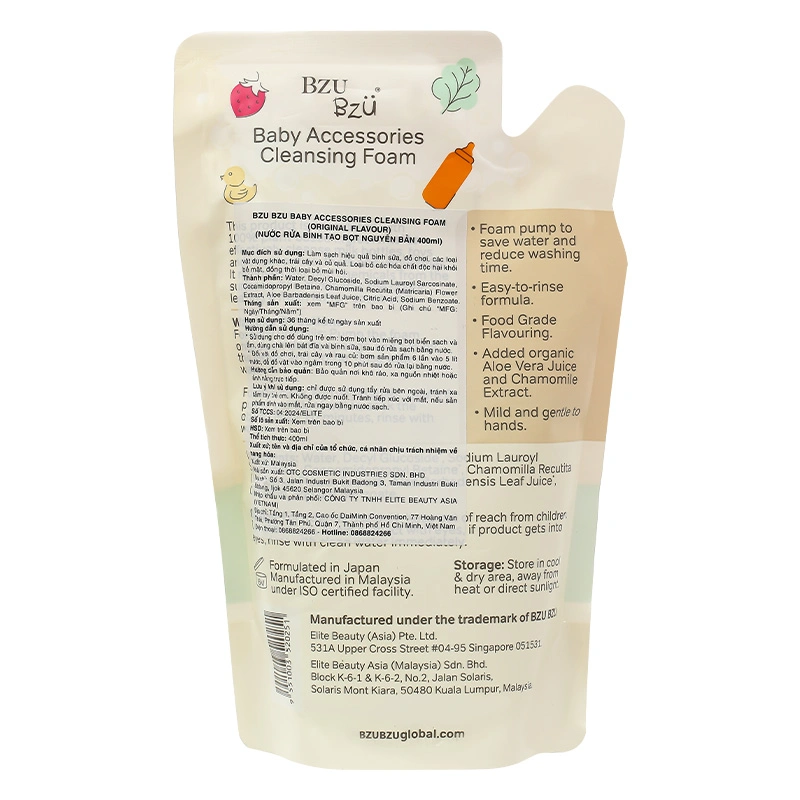 Nước rửa bình sữa BZU BZU túi 400 ml không mùi 2