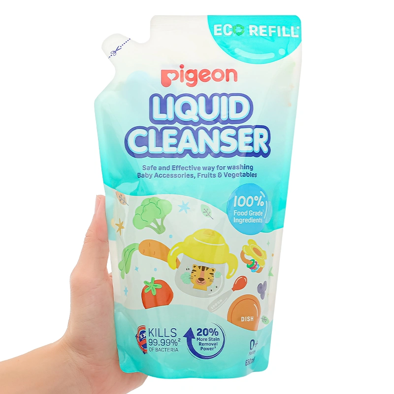 Nước rửa bình sữa Pigeon túi 650 ml hương tự nhiên 3