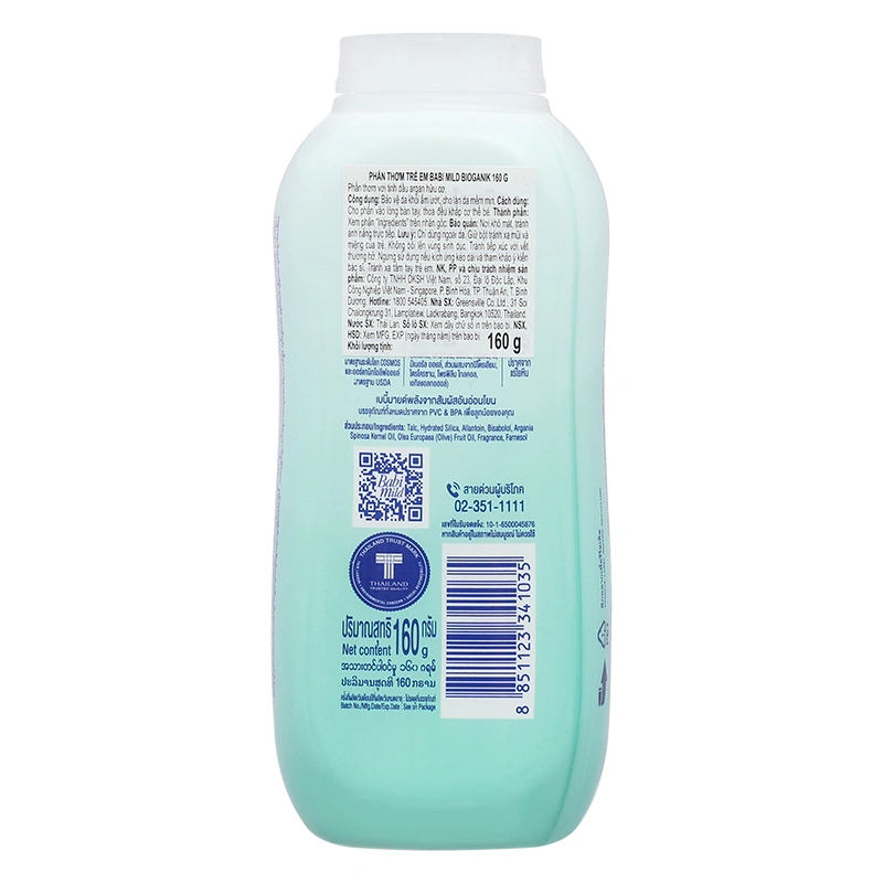 Phấn thơm dưỡng ẩm cho bé Babi Mild Bioganik 160g - Giao bao bì ngẫu nhiên 3