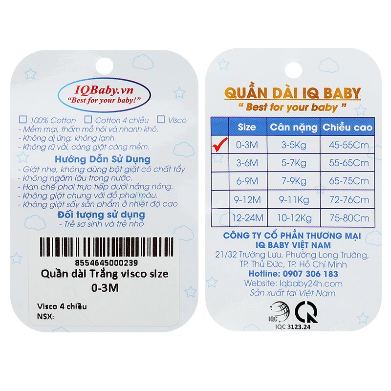 Quần dài IQ Baby màu trắng 6