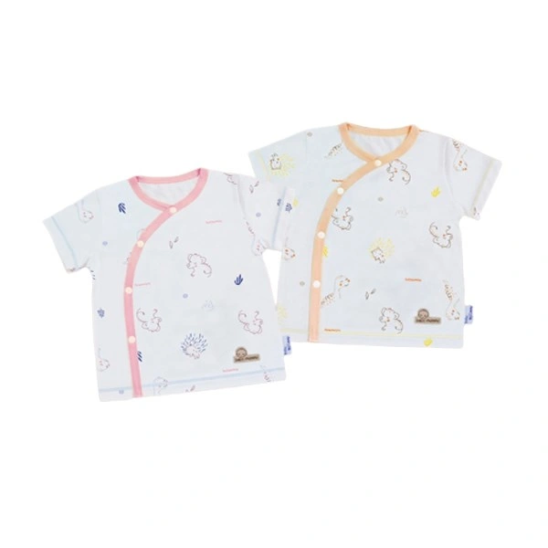 Combo 2 áo ngắn cài lệch BabyMommy màu trắng viền cam - hồng 1