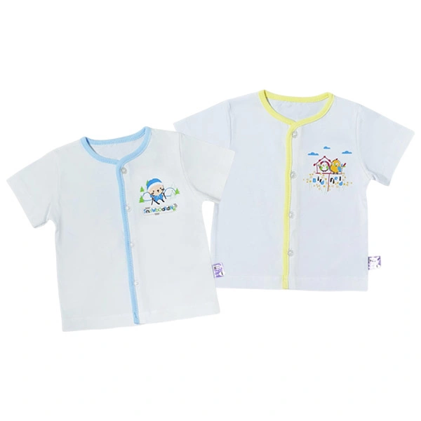 Combo 2 áo tay ngắn unisex BabyMommy cotton vàng - xanh
