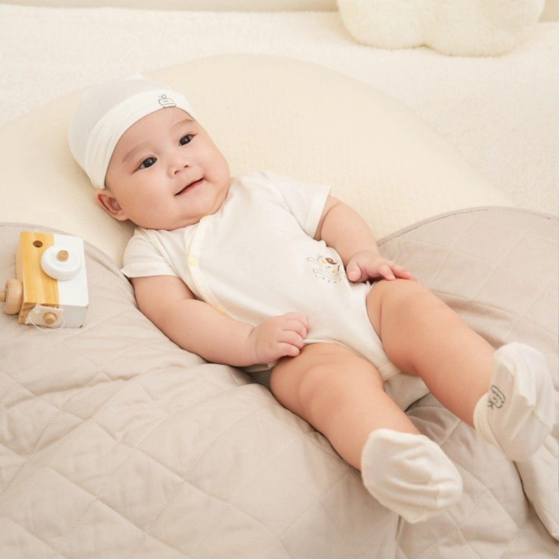 Set 2 bodysuit cài chéo La Pomme bé mimi của mẹ màu trắng - vàng 4