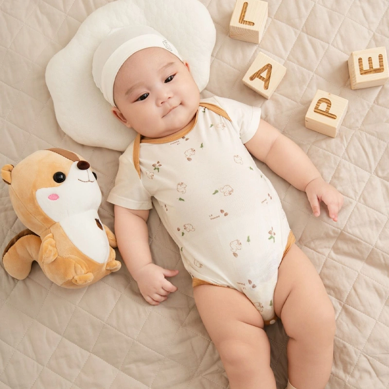 Set 2 bodysuit La Pomme săn tìm hạt dẻ màu trắng 2