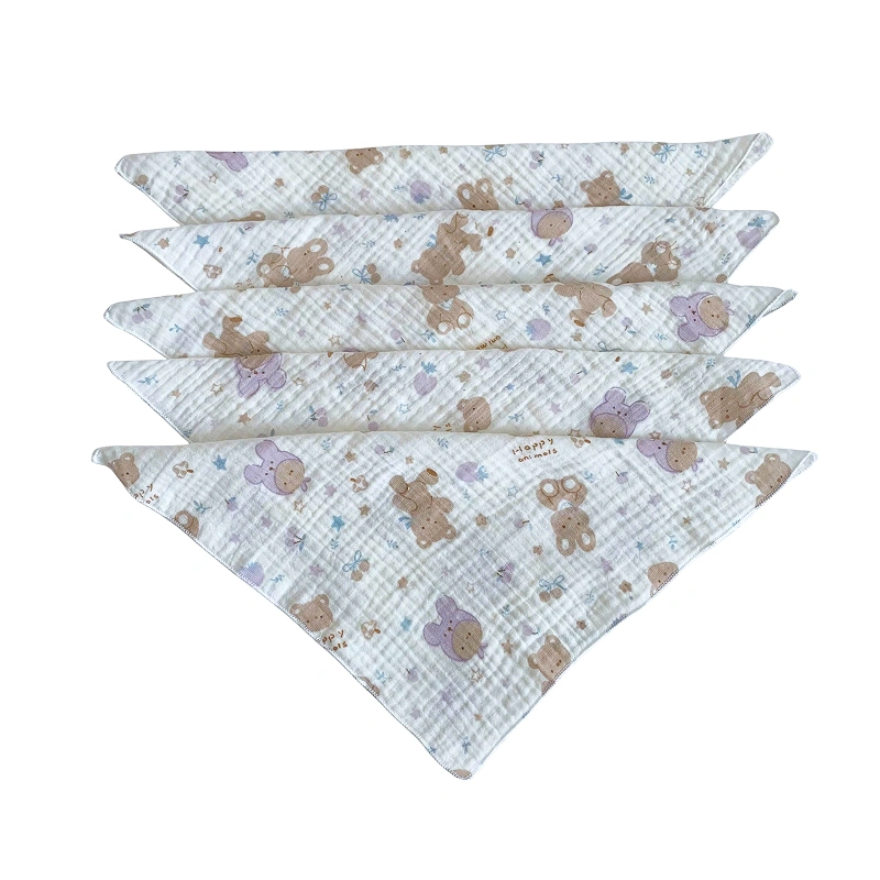 Set 5 cái khăn sữa muslin Bessla 2 lớp 27x27 cm - Gấu 2