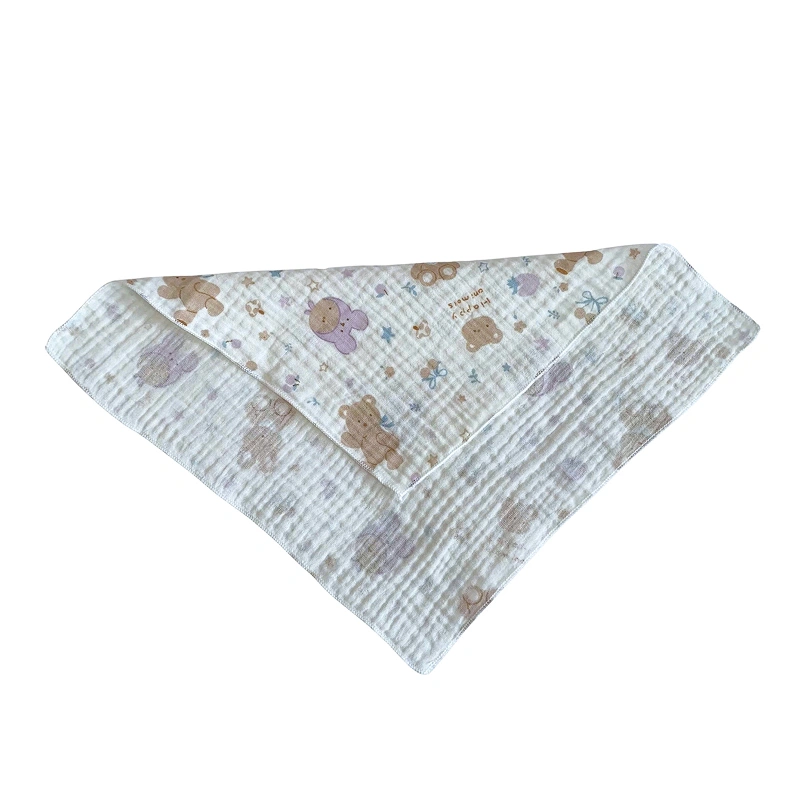 Set 5 cái khăn sữa muslin Bessla 2 lớp 27x27 cm - Gấu 4