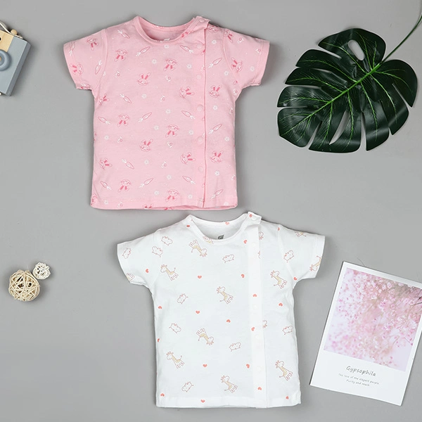 Combo 2 áo tay ngắn unisex Lullaby cotton hồng - trắng
