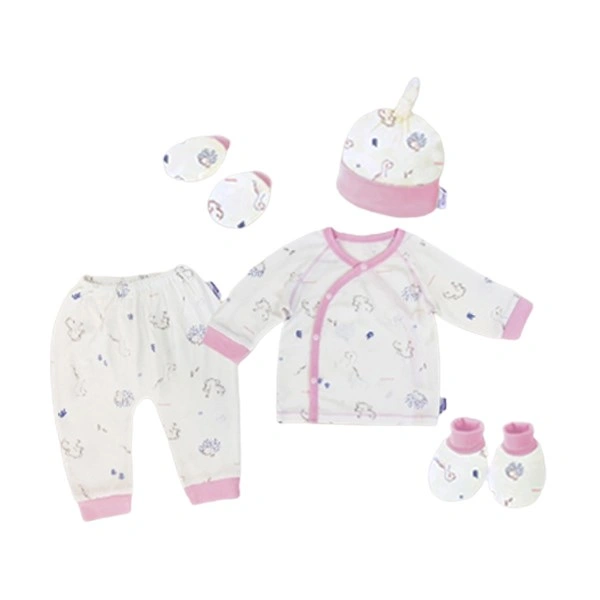 Set bộ tay dài cài chéo BabyMommy màu trắng - hồng 1