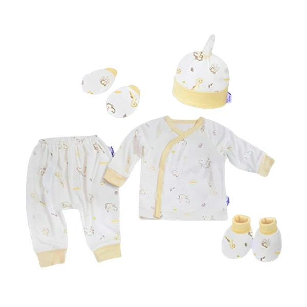 Set bộ tay dài cài chéo BabyMommy màu trắng - vàng 1