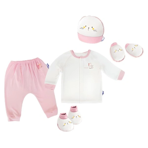 Set bộ tay dài unisex BabyMommy visco trắng - hồng