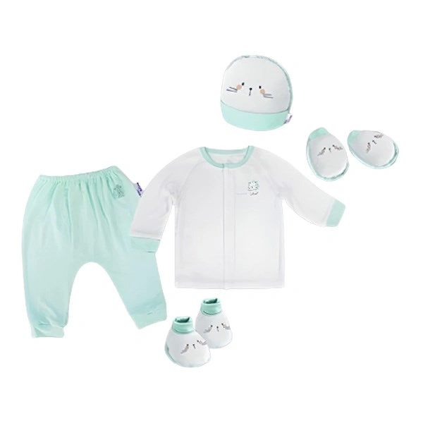 Set bộ tay dài cài giữa BabyMommy màu xanh mint 1