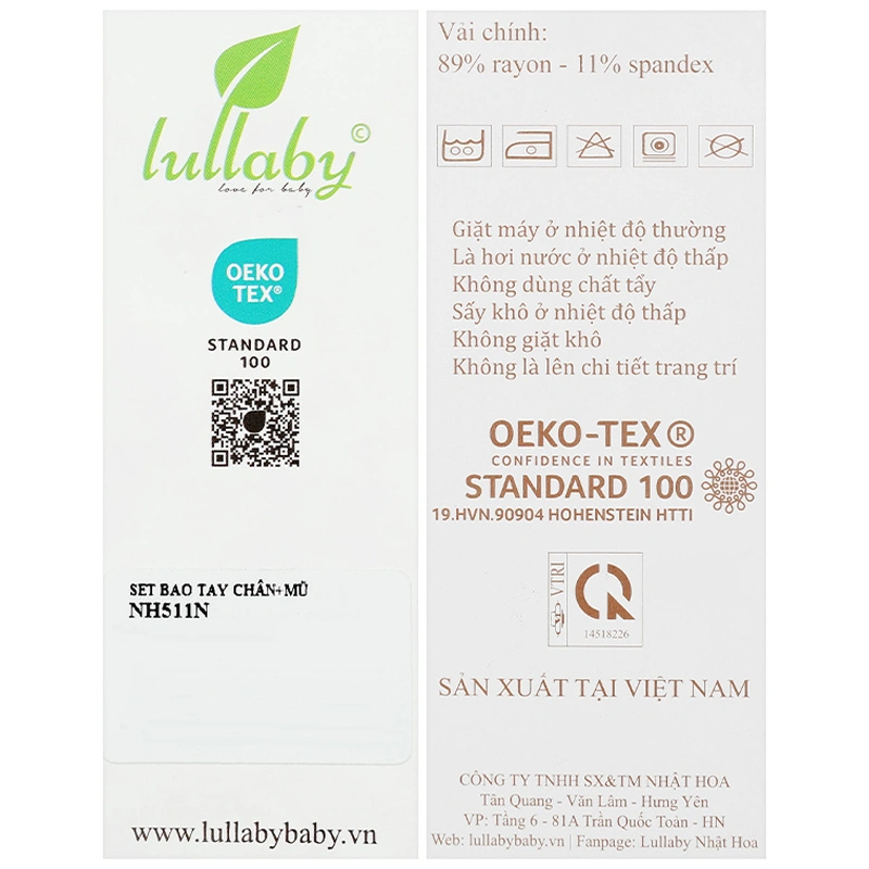 Set nón, bao tay bao chân in hình đa sắc Lullaby NH511N màu trắng (0 - 3 tháng) 39