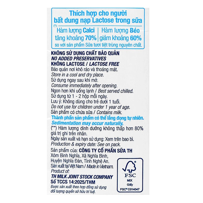 Lốc 4 hộp sữa tươi tiệt trùng TH true MILK Hilo không đường 180 ml (từ 1 tuổi) 12