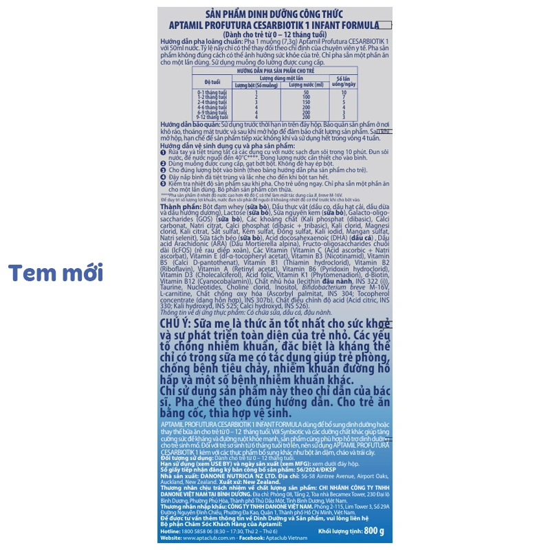 Sữa bột Aptamil Profutura Cesarbiotik số 1 800g (0 – 12 tháng) - Giao bao bì ngẫu nhiên 5