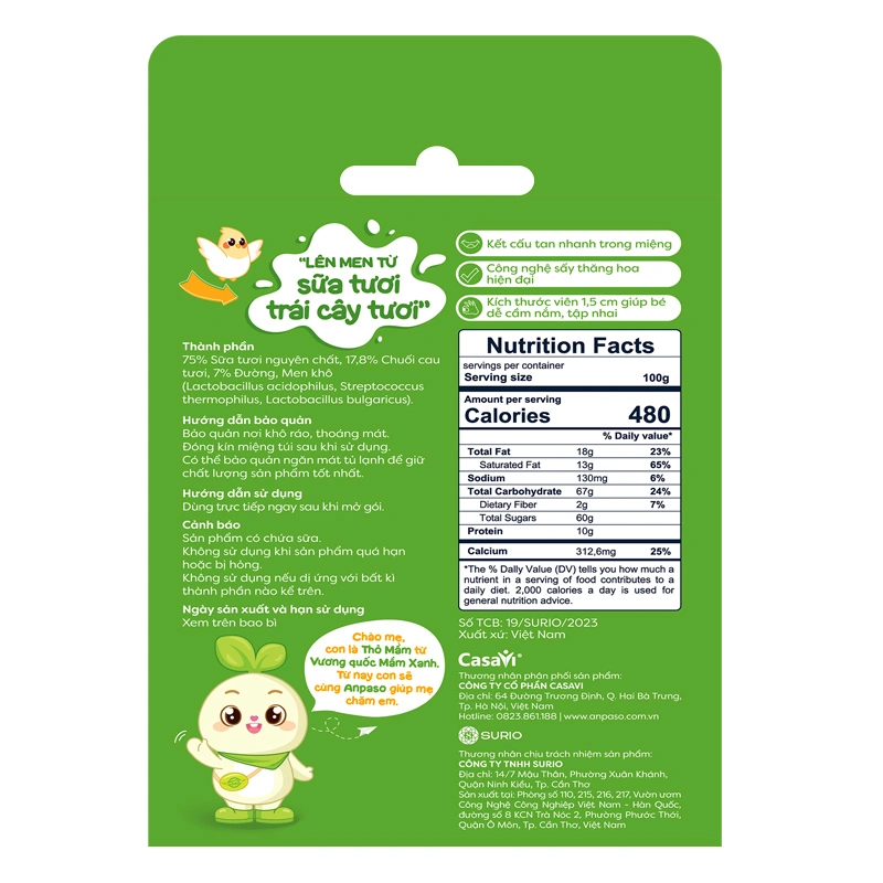 Sữa chua khô sấy thăng hoa vị chuối Anpaso hộp 20g (từ 8 tháng) 3