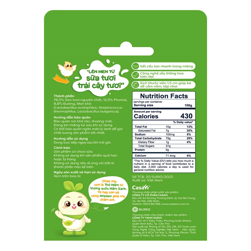 Sữa chua khô sấy thăng hoa vị chuối Anpaso hộp 20g (từ 8 tháng) 7