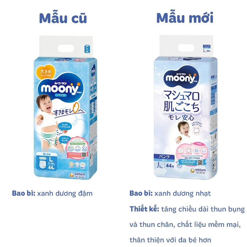 Tã quần cho bé trai Moony size XL 38 miếng (12 - 22 kg) - Giao bao bì ngẫu nhiên 30