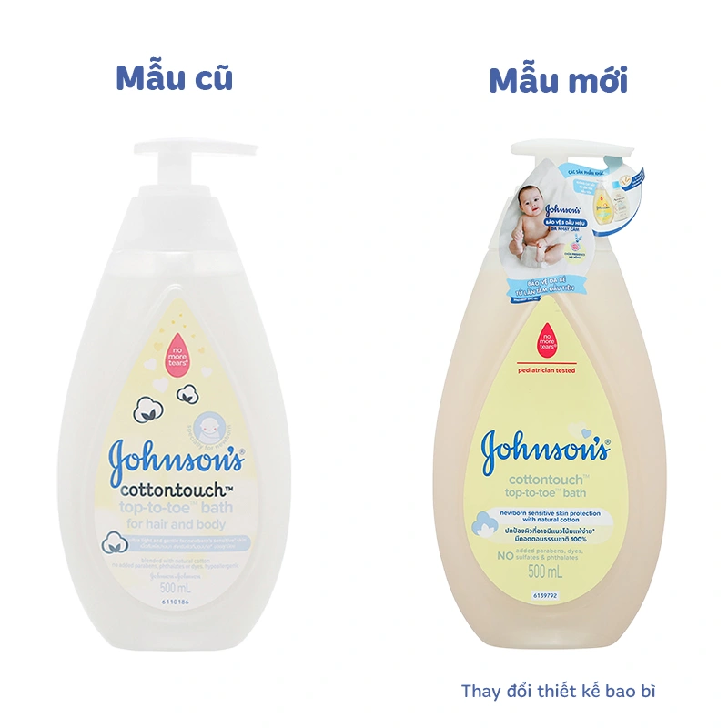 Sữa tắm & gội 2in1 cho bé Johnson's Baby Cotton Touch hương dịu nhẹ 500 ml (mọi độ tuổi) - Giao bao bì ngẫu nhiên 2