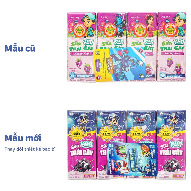 Lốc 4 hộp sữa trái cây LiF Kun hương nho 180 ml (từ 2 tuổi) 14