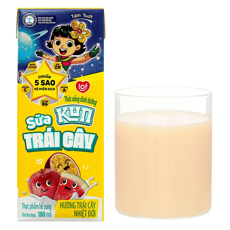 Lốc 4 hộp sữa trái cây LiF Kun hương trái cây nhiệt đới 180 ml (từ 2 tuổi) 25