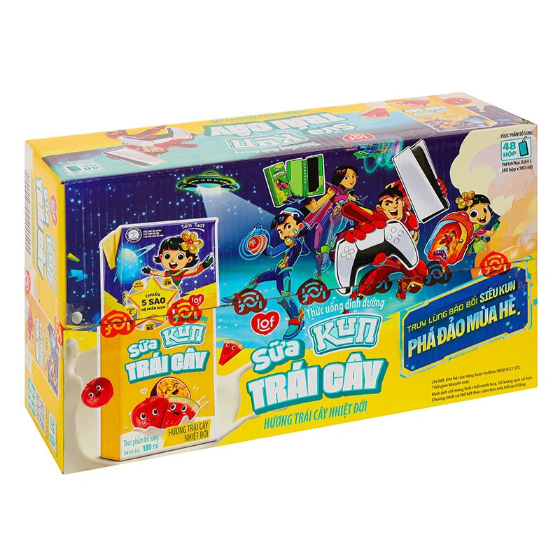 Lốc 4 hộp sữa trái cây LiF Kun hương trái cây nhiệt đới 180 ml (từ 2 tuổi) 15