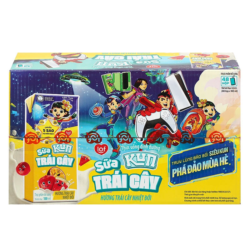 Lốc 4 hộp sữa trái cây LiF Kun hương trái cây nhiệt đới 180 ml (từ 2 tuổi) 16
