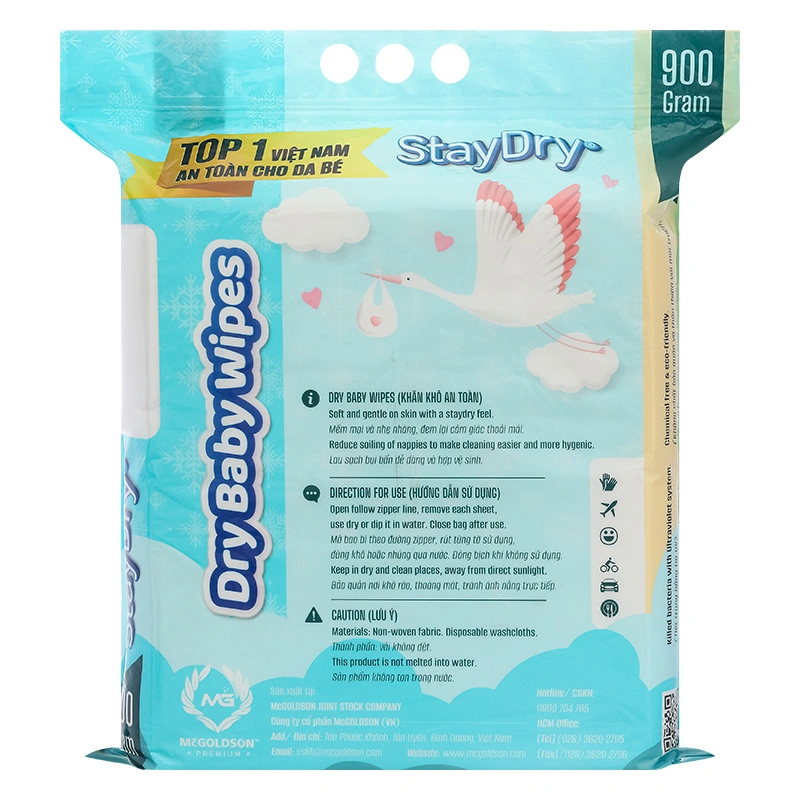 Combo 2 khăn khô StayDry không mùi 900g/túi 2