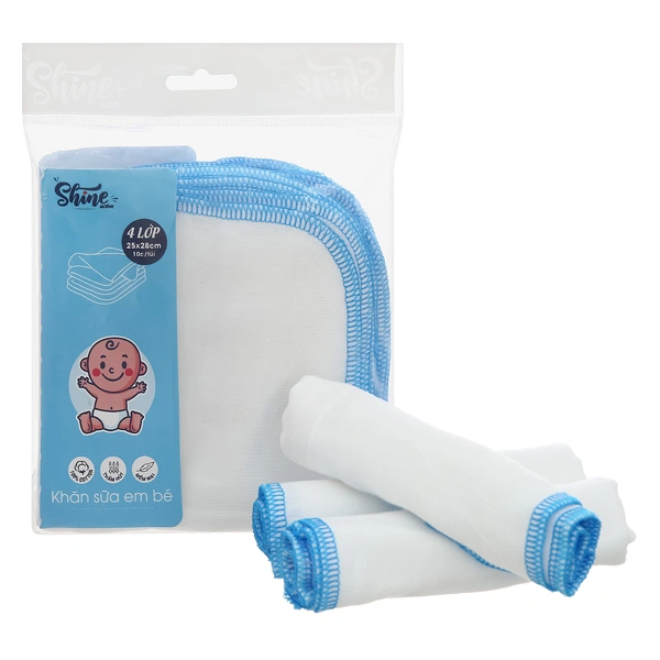 Set 10 cái khăn sữa cotton SHINE KS-16 4 lớp 25x28 cm - Màu trắng 1
