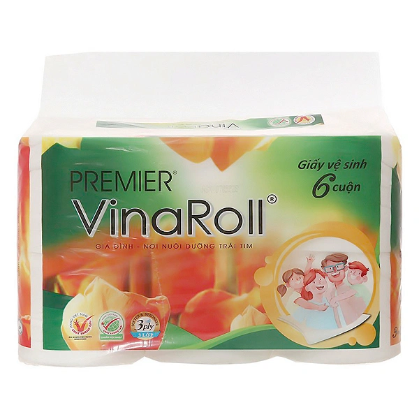 Lốc 6 cuộn giấy vệ sinh PREMIER Vinaroll không mùi 3 lớp 1
