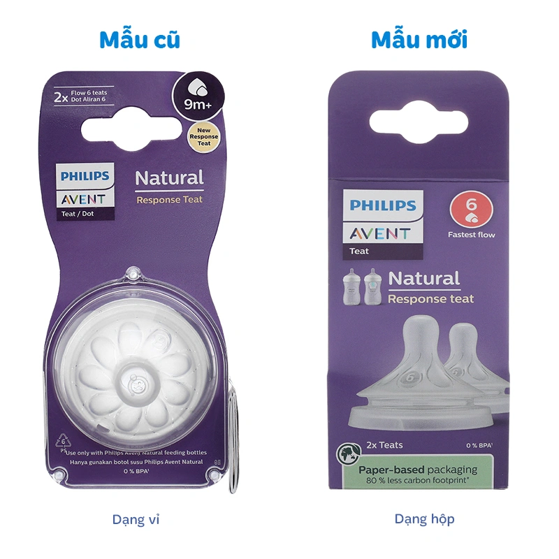 Bộ 2 núm ti Philips Avent SCY966/12 cổ rộng size 6 (từ 9 tháng) - Giao bao bì ngẫu nhiên 2