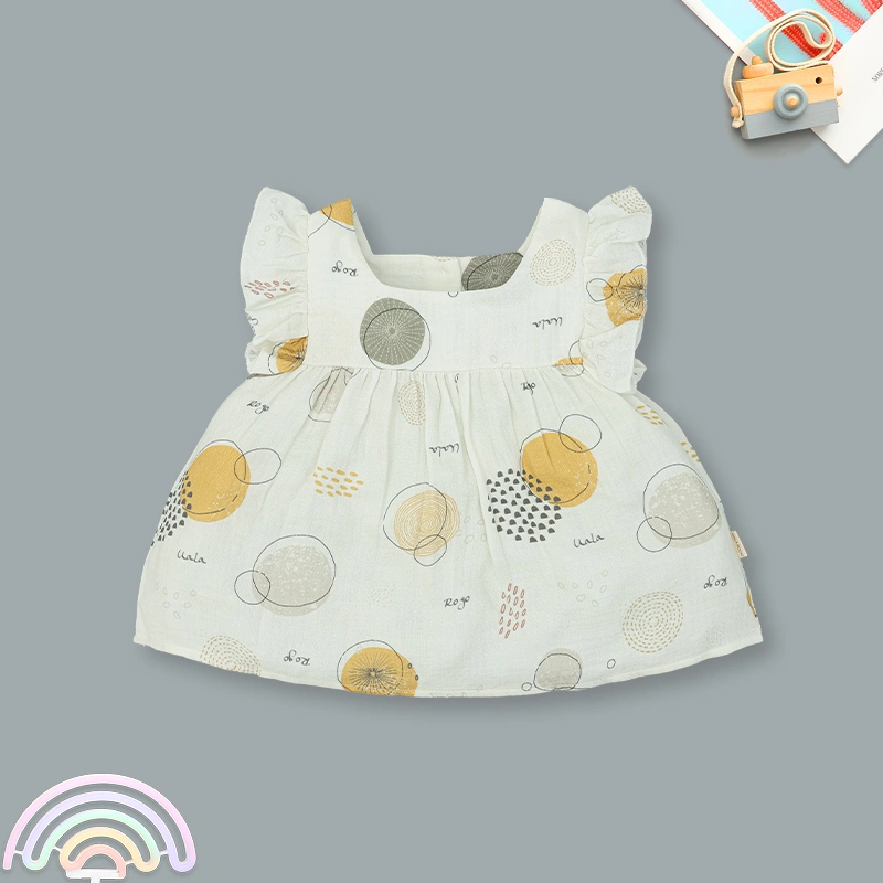 Bộ sát nách bé gái Ualarogo UR2181 màu be 2