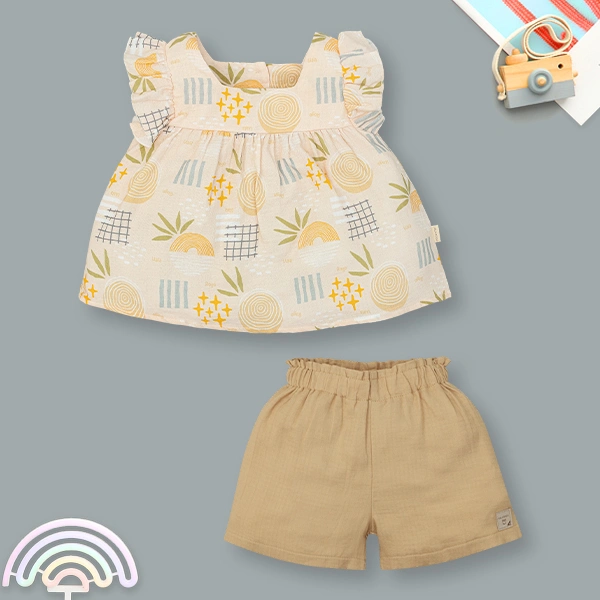 Bộ bé gái Ualarogo bamboo nâu