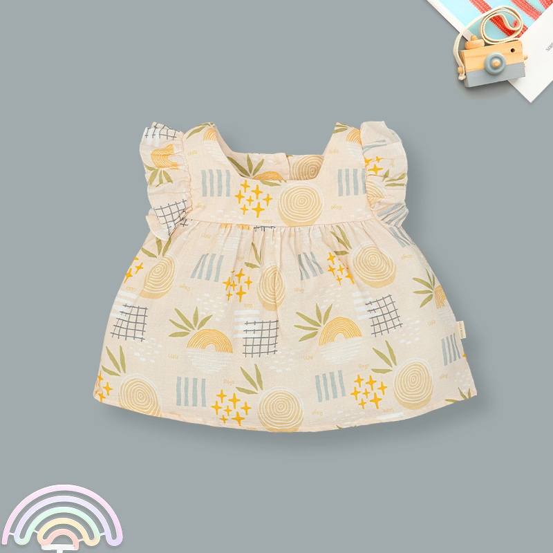 Bộ sát nách bé gái Ualarogo UR2181 màu be 13