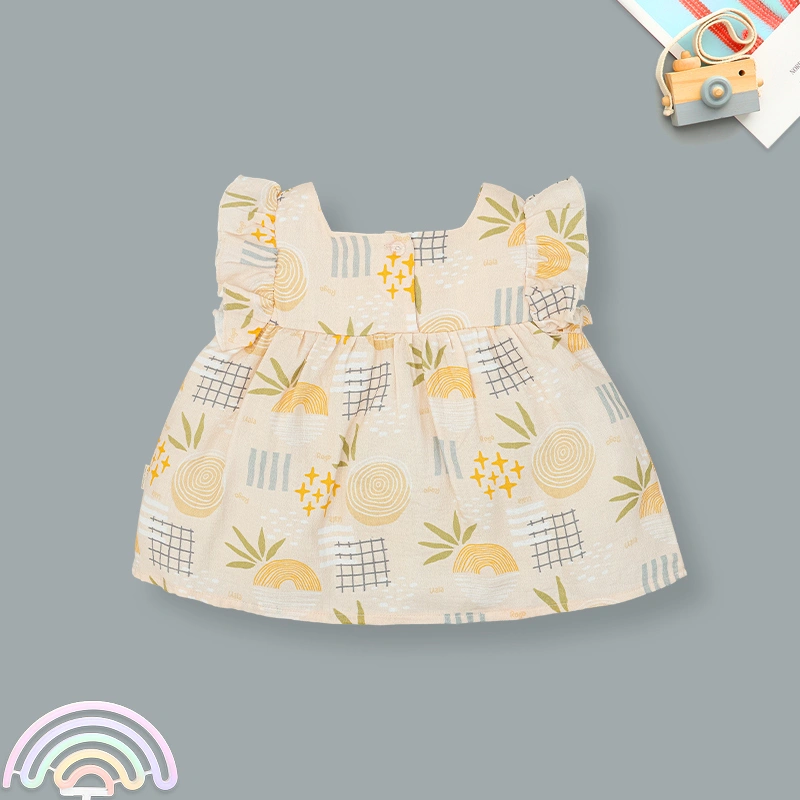 Bộ sát nách bé gái Ualarogo UR2181 màu be 14