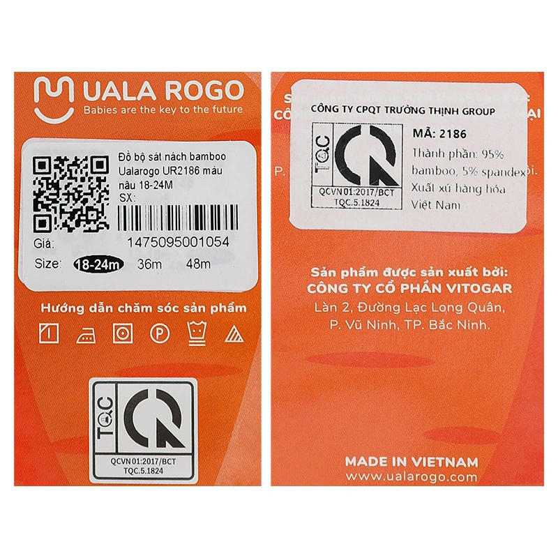 Bộ sát nách bé trai Ualarogo UR2186 màu nâu 12