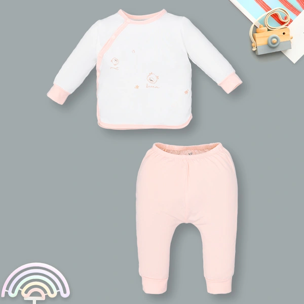 Bộ tay dài unisex La Pomme sợi tre hồng