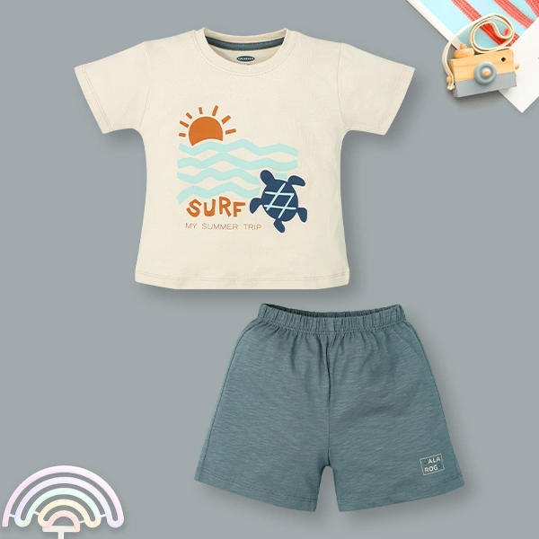 Bộ tay ngắn bé trai Ualarogo UR3866 màu xanh đen 1