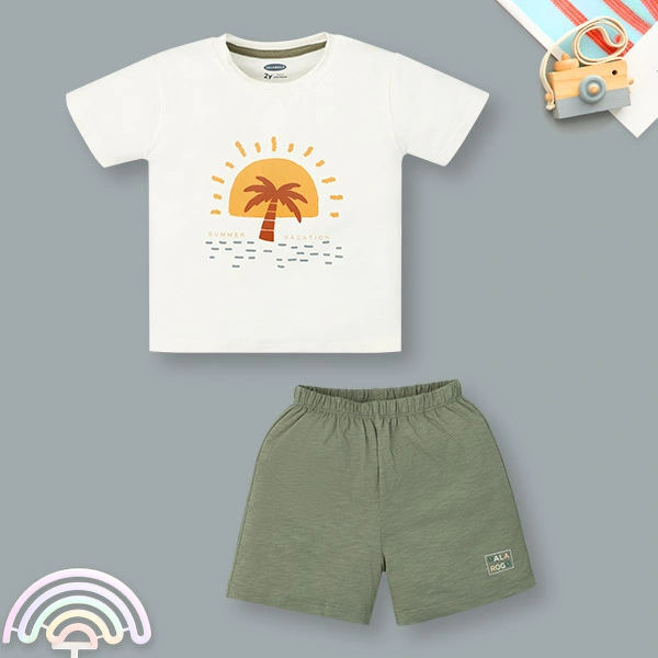 Bộ tay ngắn bé trai Ualarogo UR3866 màu xanh lá 1