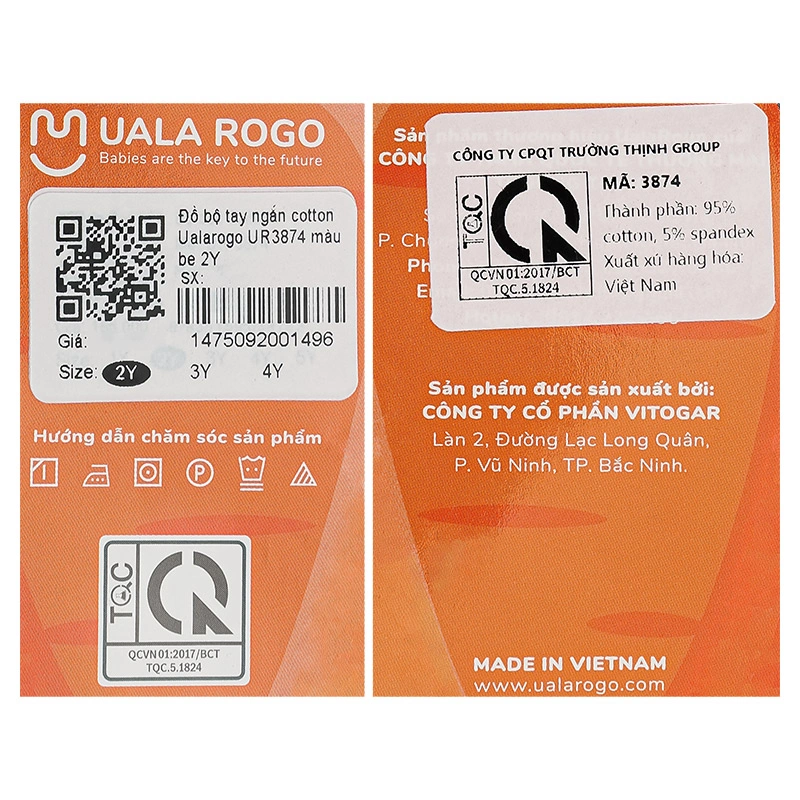 Bộ tay ngắn bé trai Ualarogo UR3874 in chữ màu xanh lá 25