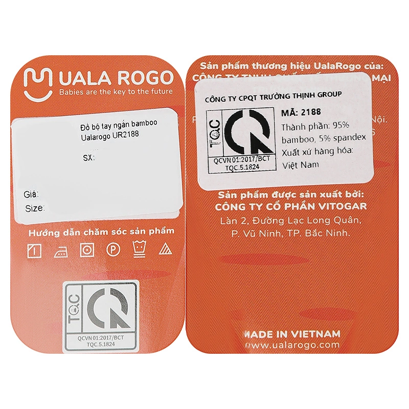 Bộ tay ngắn cài chéo in hình thú Ualarogo UR2188 màu be 14