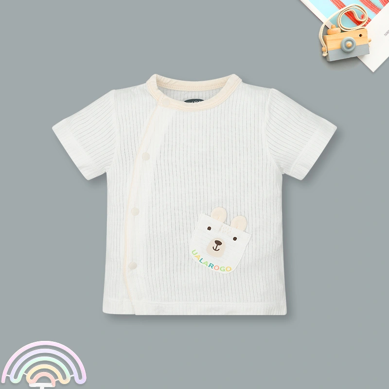 Bộ tay ngắn cài chéo in hình thú Ualarogo UR2188 màu be 2