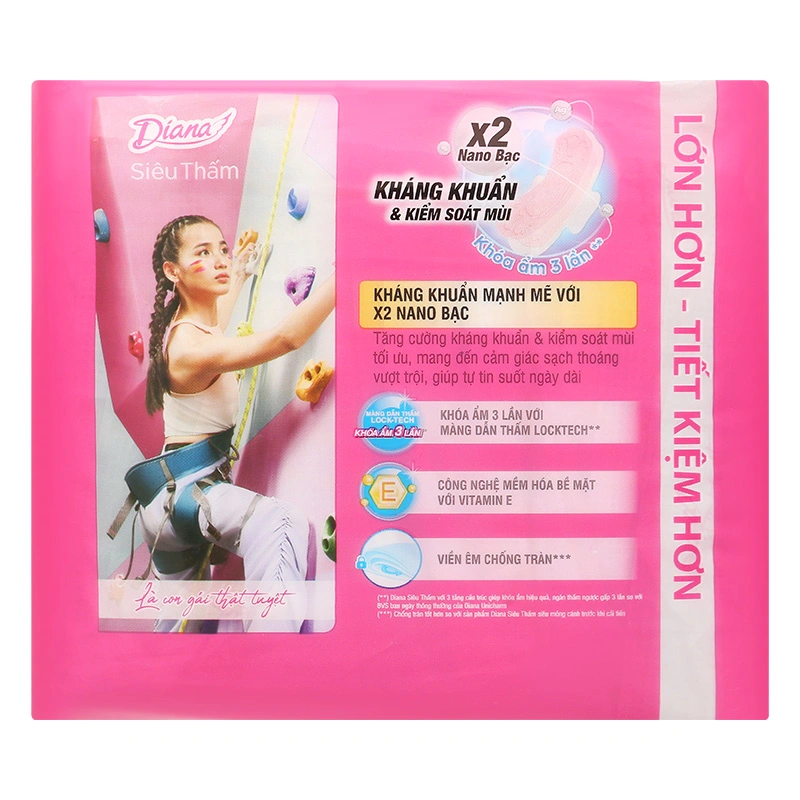 Băng vệ sinh ban ngày Diana Siêu Thấm chống tràn có cánh 20 miếng - Giao bao bì ngẫu nhiên 13