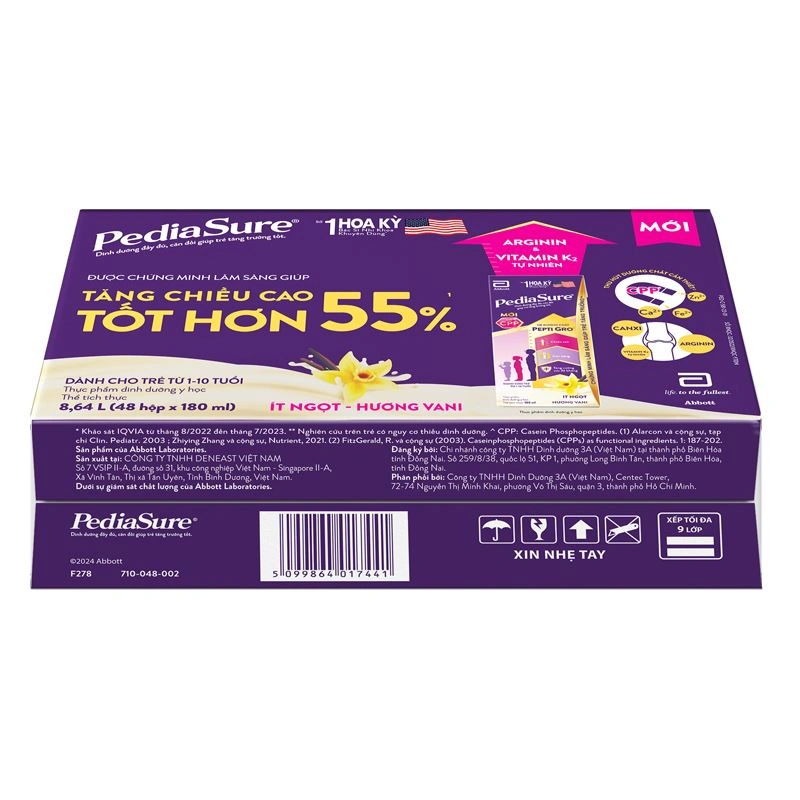 Combo 3 thùng 48 hộp sữa pha sẵn Abbott PediaSure hương vani 180 ml (1 - 10 tuổi) - Giao bao bì ngẫu nhiên 4