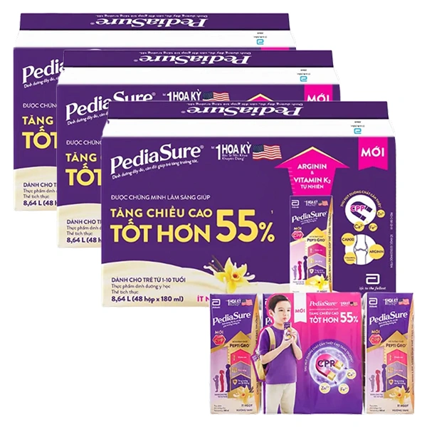 Combo 3 thùng 48 hộp sữa pha sẵn Abbott PediaSure hương vani 180 ml (1 - 10 tuổi) - Giao bao bì ngẫu nhiên 1